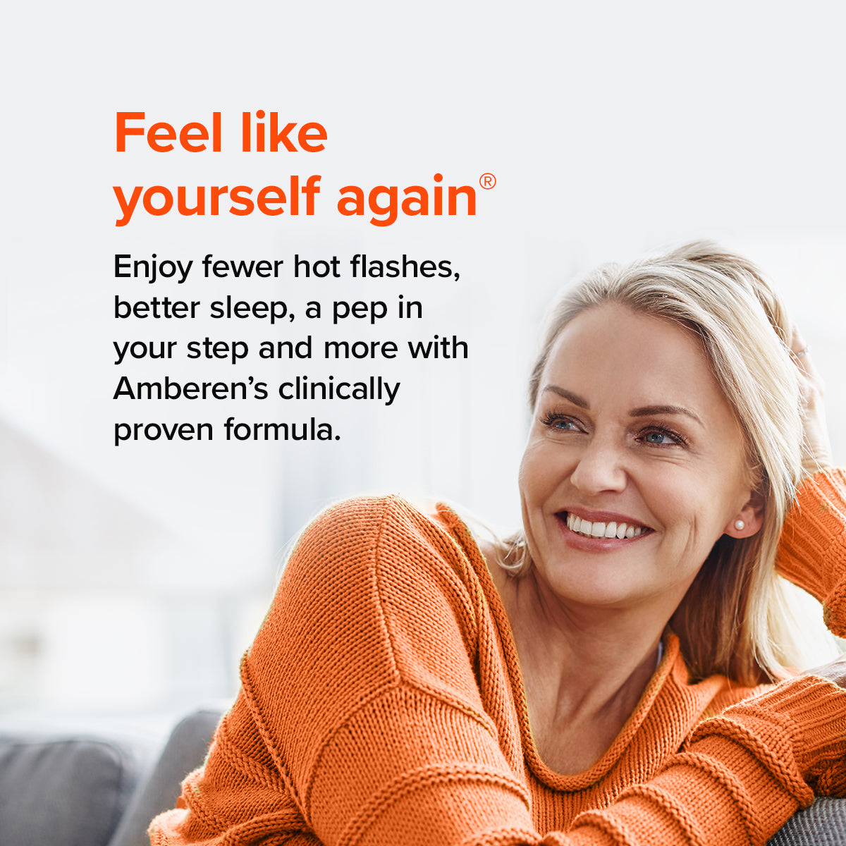 Graphic describing Amberen's advanced menopause relief supplements and their benefits.